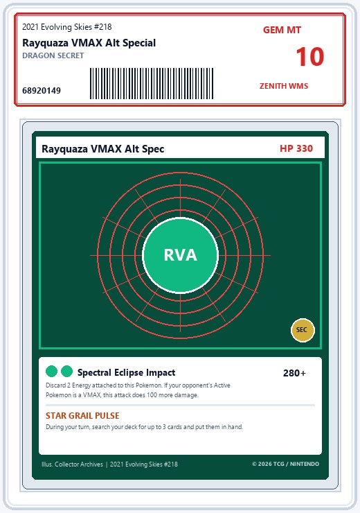 Pokemon 2021 Rayquaza VMAX Alt Art #218/203